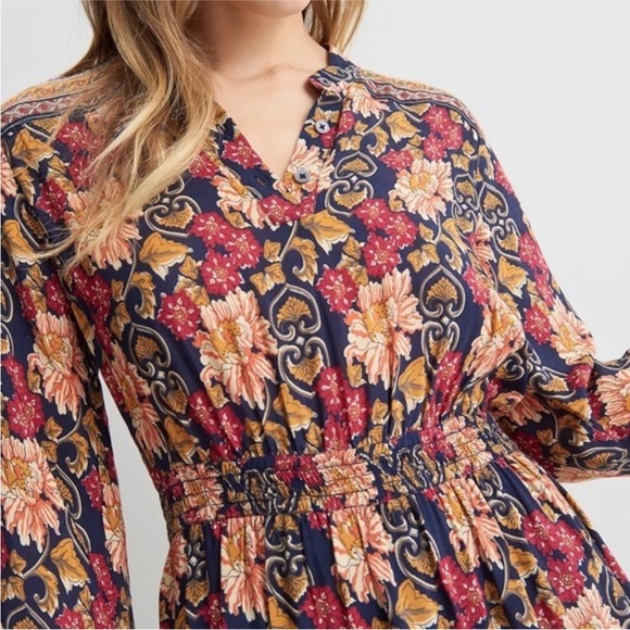 ANTHROPOLOGIE Othilia Cindy Maxi Dress Floral Colorful Boho Long Sleeve size M - Picture 4 of 12